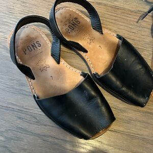 Pons Black Leather Sandals
